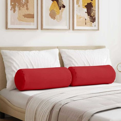 Bolsterkissen 2 Stück Rot Ø 25 x 70 cm Stoff
