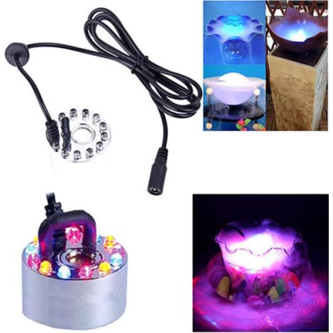 Umidificatore nebulizzatore a ultrasuoni con 12 LED per fontana da interni