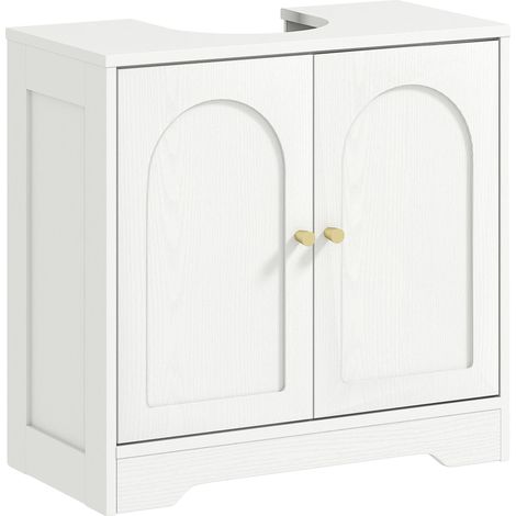 Meuble sous évier, étagère réglable, style moderne, BLANC (1/5)