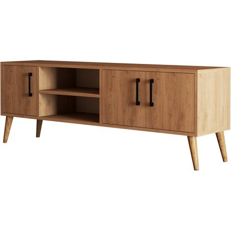 Meuble TV en bois "Exxen" - 150 x 34 x 52 cm - Marron (1/4)