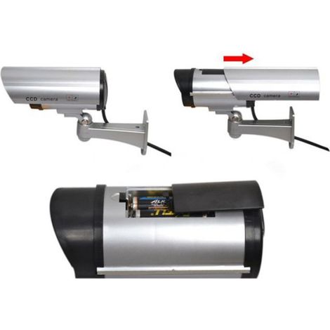Fausse caméra de sécurité pour la maison et le commerce : surveillance simulée avec lumière clignotante pour l’avertissement (1/5)