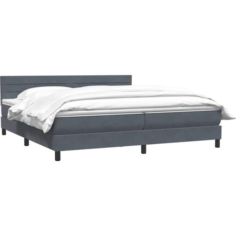 Sommier à lattes de lit et matelas gris foncé 180x210cm velours vidaXL
