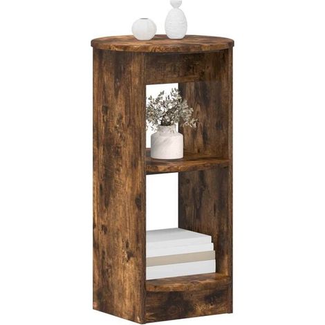 Meuble d'Appoint en Bois Ingénierie Effet Chêne Fumé, 40x40x75 cm, Petite Armoire de Rangement Moderne pour Salon, Entrée ou Chambre (1/5)