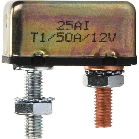 Coupe-circuit automatique 12/24V universel avec réarmement, 50A, couvercle métallique pour bateau et voiture (1/5)
