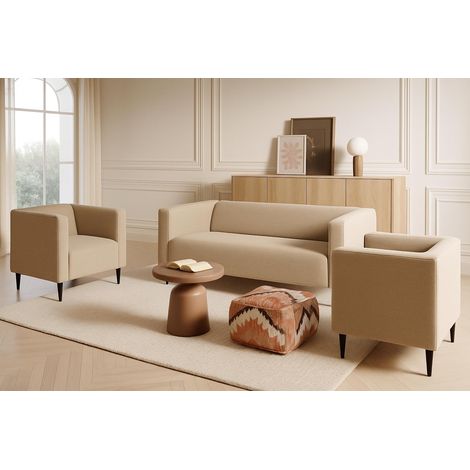 Modernes und minimalistisches Wohnzimmerset CALMO 3+1+1 ohne Schlaffunktion CREME BEIGE – perfekt für das Wohnzimmer (1/5)