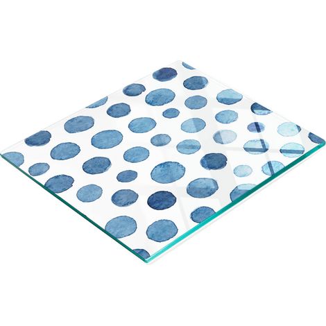 Dekoratives Küchenschneidebrett aus Glas mit blauen Punkten, 60 x 52 cm (1/5)