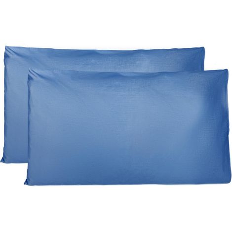 Taie Oreiller 100% Coton 50X70 CM Lot De 2, Taie d'oreiller Rectangulaire 100% Coton avec Fermeture - Bleu Royal (1/5)