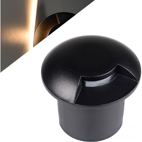 FARETTO LED SEGNAPASSO DA ESTERNO IP67 1W LUCE CALDA 3000K - CALPESTABILE TONDO IN ALLUMINIO NERO ILLUMINAZIONE MONODIREZIONALE