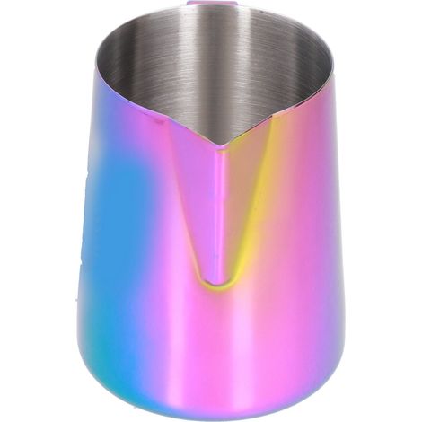 Kaffeeaufschäumbecher, farbenfroher 600-ml-Milchaufschäumkännchen aus Edelstahl 304 mit Etikett (1/5)