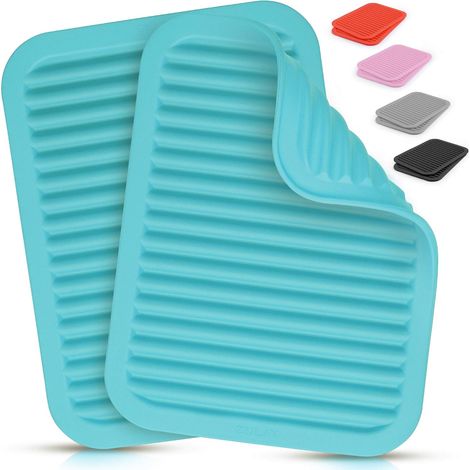 Sous-Plat En Silicone - Résistant À La Chaleur Jusqu'à 230 °C - Design Ondulé Anti-Dérapant - Pour Tasses, Casseroles, Fers À Lisser - Lot De 2 (1/5)