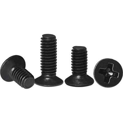 100 vis en acier à tête fraisée Phillips noire M1 M1.2 Mini longueur 2-10 mm (3 M1.0 pièces))