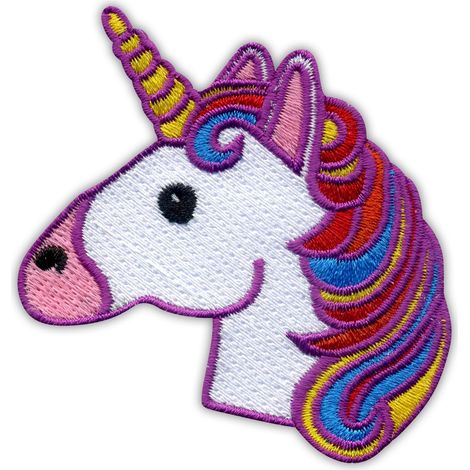 Aufnäher Regenbogeneinhorn – Kopf – Selbstklebende Rückseite – Gestickter Aufnäher/Abzeichen/Emblem