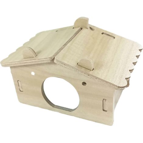 Maison en bois pour hamster, cabane-jouet, cachette pour hamster, tunnel en bois pour hamster, souris, chinchilla, lemmings, rat, hamster nain-style D