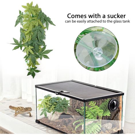 Plante artificielle verte, fausses feuilles, décoration pour aquarium, terrarium, reptiles, 40 cm (1/5)