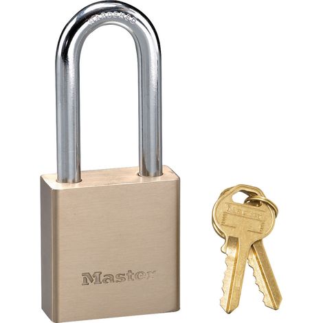 Master Lock 576EURDLH Cadenas en laiton massif à clé idéal pour sécuriser portails, abris de jardin, 98 x 44 x 20 mm