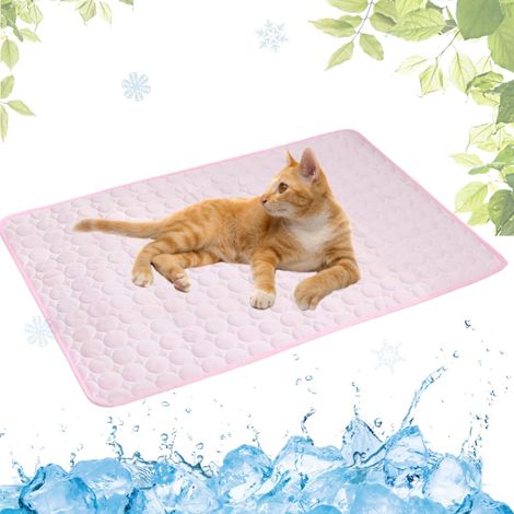 Tapis Rafraichissant Chien Portable,(Rose,30x40cm) Tapis Rafraîchissant Animaux de Compagnie Lavable, Tapis Chat Auto Refroidissant pour l'été (1/5)
