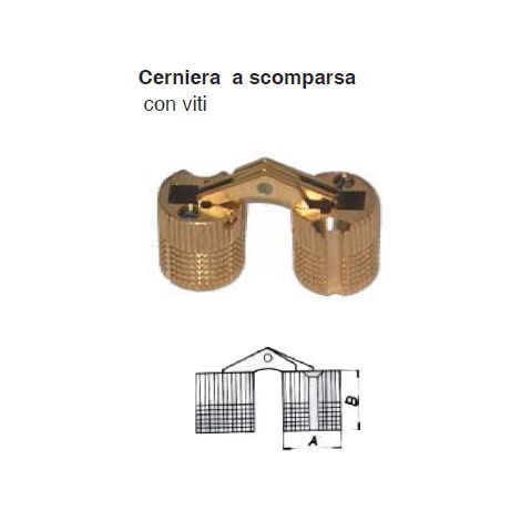 MASIDEF-MOBILIA-2 CERNIERE A SCOMPARSA IN OTTONE 16X16,5MM