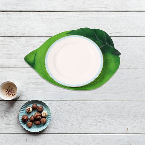 Nouveau set de table extérieur mariage vert imitation feuilles de plante et citron sous-assiette (1/3)
