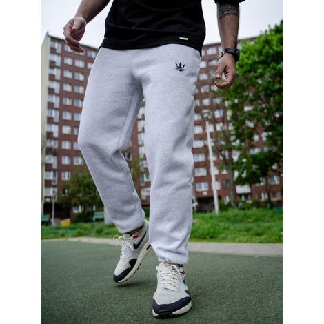 Pantalones deportivos Jigga Wear Small Crown para hombre, gris claro/negro, talla L (1/5)