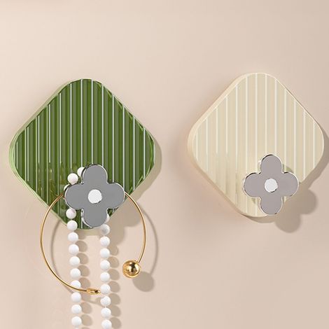 Lot de 4 crochets adhésifs en plastique, étanches et sans filetage, pour porte-serviettes muraux, pour la cuisine, la salle de bain, le plafond et le bureau, couleurs assorties. (1/5)