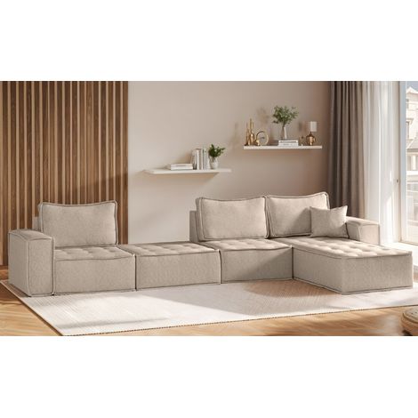 Ecksofa Modulsofa 4-teilig SANDE XL Stoff Alpine Toffee Ottomane Rechts (1/5)