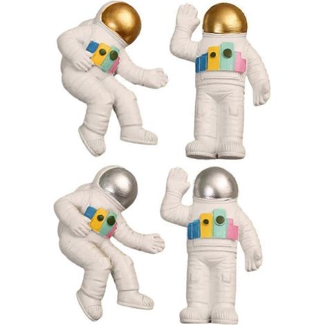 Lot de 4 aimants décoratifs en résine en forme d'astronaute pour réfrigérateur, voiture ou maison. (1/5)