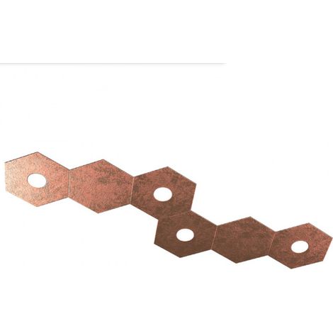 Plafoniera Moderna 6 Moduli Hexagon Metallo Foglia Rame 4 Luci Led 12X4W (1/5)