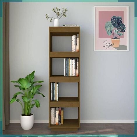 810852 Bibliothèque/Séparateur de pièce Marron miel 40x35x135 cm Pin (1/5)