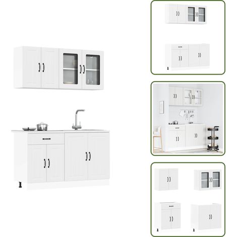 The Living Store 4-tlg. Küchenschrank-Set Lucca Weiß Holzwerkstoff - Küchenschränke (1/5)