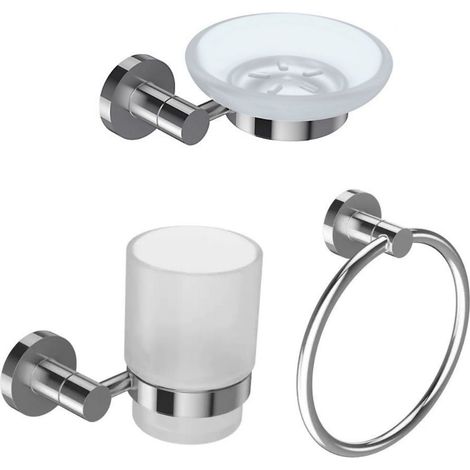 JACOB DELAFON Lot Porte savon Classique, Porte gobelet Classique et Anneau porte-serviettes Classique