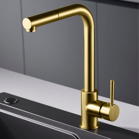 Imex -  Grifo Monomando de Cocina Extraible Oro Serie  Malta