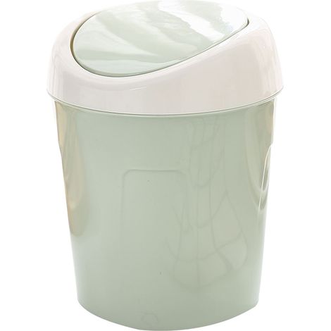 Poubelle de bureau petite mini poubelle de table en plastique avec couvercle pivotant pour salon café S vert (1/5)