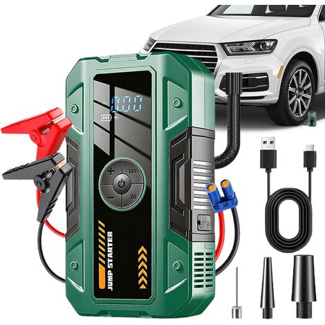 Démarreur de Batterie pour Voiture 2 en 1 Rechargeable avec Éclairage Bloc de Démarrage avec Gonfleur pour Batterie Auto,pour Moto, Pneu, Voyage, Randonnée, Pêche, Survie (1/5)