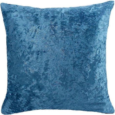 Quadratischer Kissenbezug aus kurzem Plüschsamt, 60 x 60 cm, für Sofa und Bett, Braun-Peacock Blue (1/5)