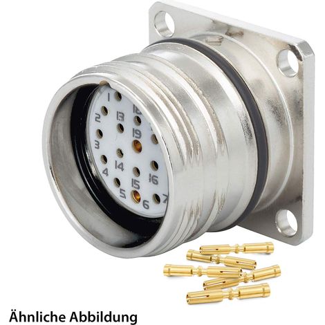 HUMMEL SET inkl. Kontakte M23 Signal Gerätesteckverbinder, Crimpeinsatz gerade Polzahl 16-pol., Buchse mit Vibrationsschutz Vorderwand - 1 Stück