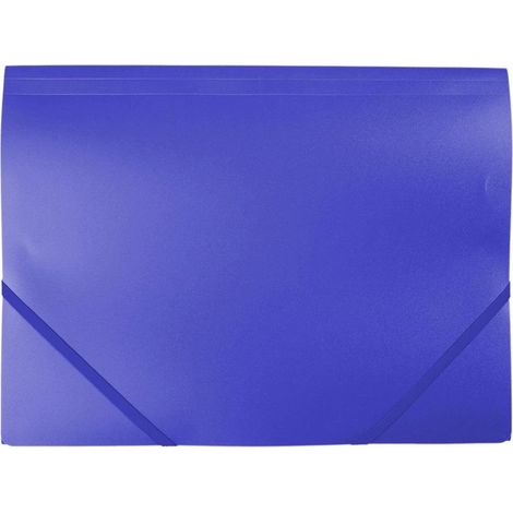 Carpeta recta de pl谩stico azul con banda el谩stica