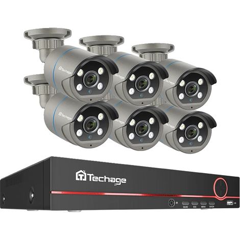 Système de surveillance, 8 canaux, résolution 4MP, 8CH NVR 6 Caméras, Aucun (1/2)
