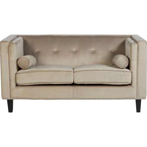 Premier Housewares Felisa 2 Seat Mink Velvet Sofa (1/5)