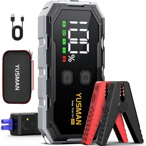8000A Booster Batterie Voiture, 12V Démarreur de de Portable(Jusqu’à All Gaz & 10L Diesel), Jump Starter, avec Pinces Sûreté Intelligentes, Lumière LED, Port de QC3.0 (1/5)