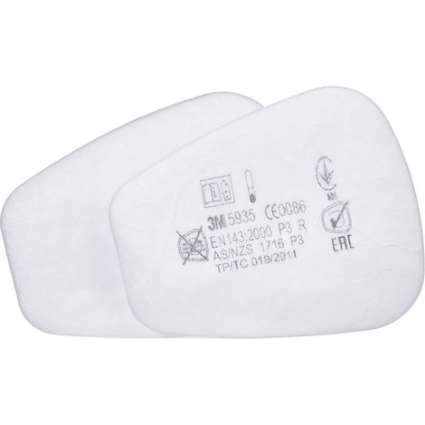 Filtres anti-poussière 3M 5935 P3 – Protection P3 contre particules solides et liquides – Compatible demi-masques réutilisables 3M