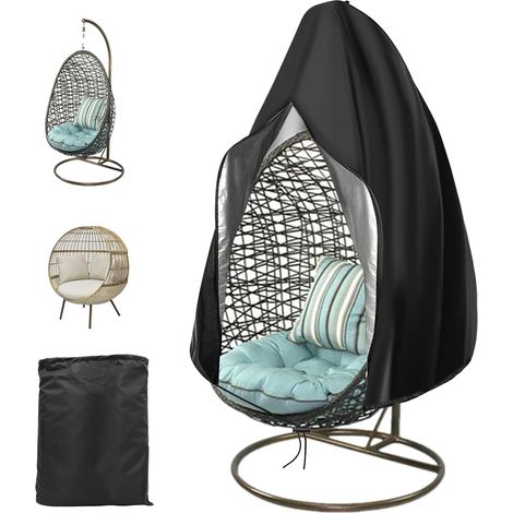 Housse de Chaise Suspendue pour Patio en Forme d'œuf Oeuf Suspendue Imperméable Extérieur 190115CM Bache de Protection Chaise de jardin en Tissu Oxford 210D avec Fermeture Éclair Anti-UV (1/5)