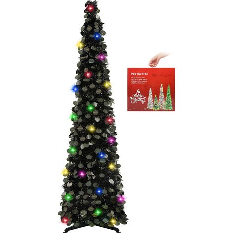 Arbre De Noël Pliable Pop-Up pour Noël Décoration,150cm,Noir (1/5)