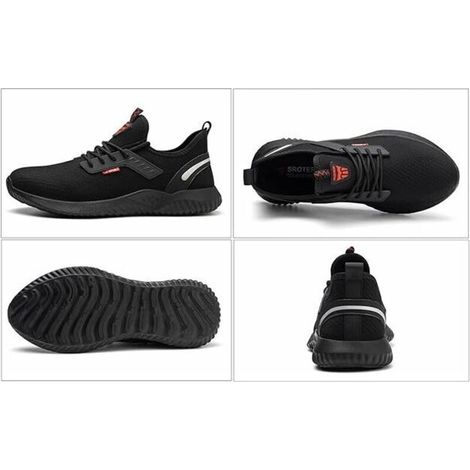 Chaussures de sécurité,Baskets de Sécurité Hommes Chaussures de Sécurité Femmes Baskets à Embout en Acier Chaussures de Travail de Protection Industrielle, Noir EU 38