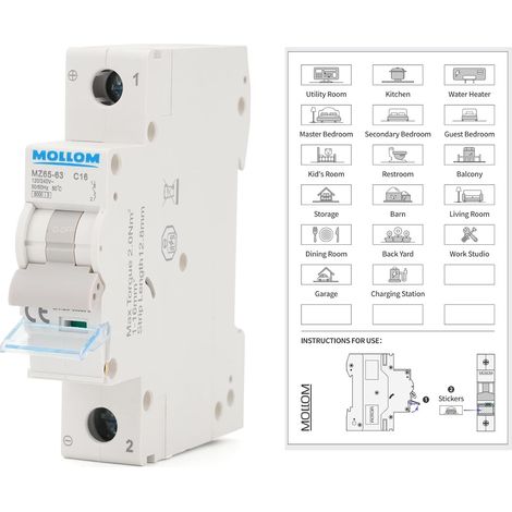 CA 1P 110-240V 16A C16 Disjoncteur miniature Disjoncteur miniature sur mesure,déclenchement thermomagnétique,6 kA,système solaire CA,usage domestique,camping-cars (1/5)