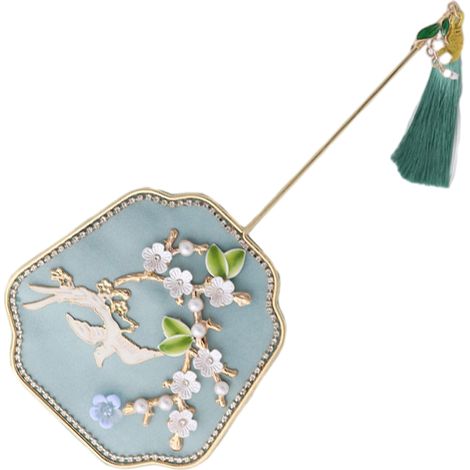 Eventail Ronde - Eventail Chinois Traditionnel en Bois et Soie - Pour Mariage Cérémonie Photographie Décoration Murale - 1 Pièce (1/5)