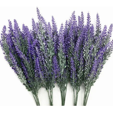 künstlicher Lavendel, Kunststoffpflanze künstlicher Blumenstrauß Familie Braut Hochzeit Büro Party Garten Balkon Innen und Außen DIY Kernel Layout Anordnung Simulation Handwerk Dekoration lila 4 Packu (1/5)
