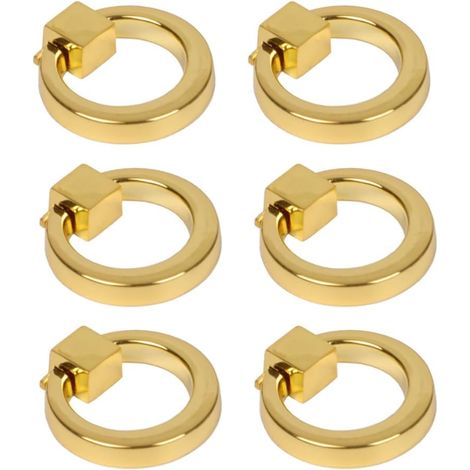 Lntyq Möbelgriff 6 Stück Ziehgriffe Gold Möbelgriff Schubladenringe Griff Küchenschrankknöpfe Kommodengriff Moderner Stil Dekor mit Schrauben (1/5)
