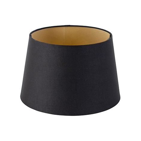 QAZQA Cotton Lampshade Black 25/20/16 with Gold Interior