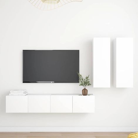 Ensemble de meubles TV 4 pcs pour Salon - Armoire TV Blanc Aggloméré BV875645 - BonneVie (1/5)
