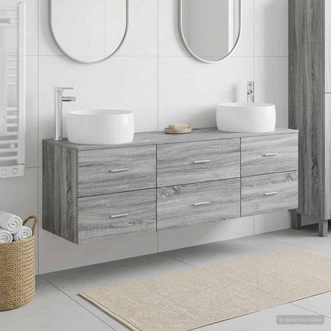 vidaXL Bathroom Furniture Set 3 pcs Grey Sonoma 49.5 x 44.5 x 66 cm (1/5)